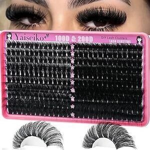 Lash Clusters 100D+200D Thick Eyelash Clusters 12-25Mm Wispy Individual Mega